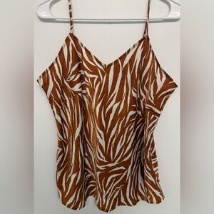 Time and Tru Brown and White Zebra Print Strapless Top